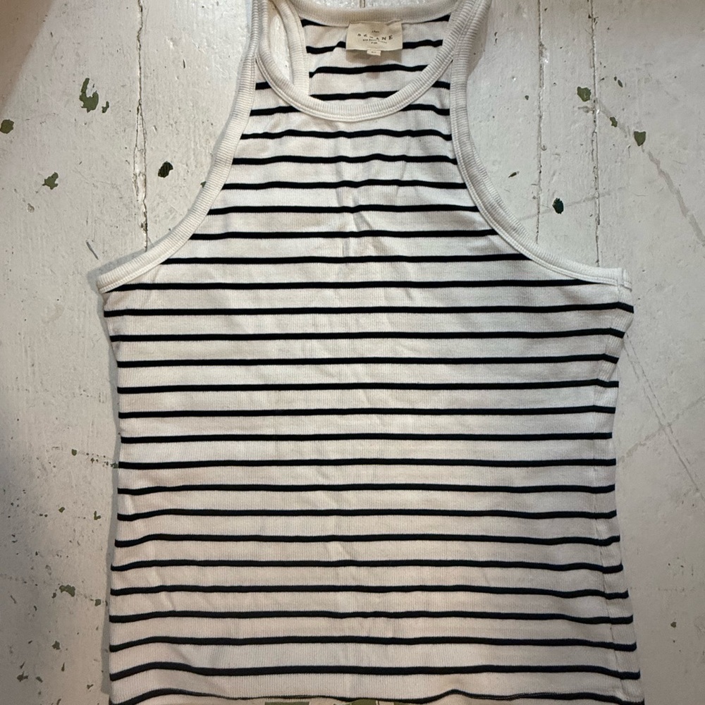 Sezane Black and White Muscle Tank Top